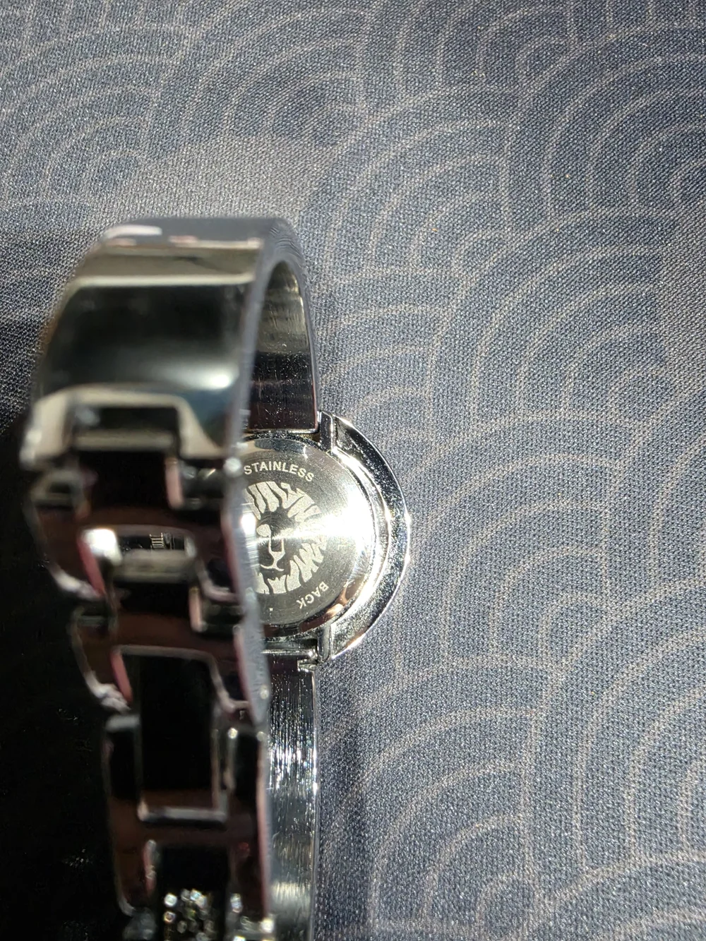 Anne Klein Silver and White Bangle Bracelet Watch